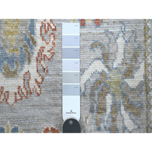 2'9"x12'6" Spanish Gray, Afghan Angora Oushak, Natural Dyes With Tribal Flower And Leaf Design, Soft Wool Weft, Hand Knotted, Runner Oriental Rug FWR537216