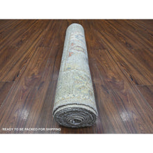 Load image into Gallery viewer, 2&#39;9&quot;x12&#39;6&quot; Spanish Gray, Afghan Angora Oushak, Natural Dyes With Tribal Flower And Leaf Design, Soft Wool Weft, Hand Knotted, Runner Oriental Rug FWR537216