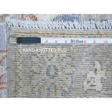 Load image into Gallery viewer, 2&#39;9&quot;x12&#39;6&quot; Spanish Gray, Afghan Angora Oushak, Natural Dyes With Tribal Flower And Leaf Design, Soft Wool Weft, Hand Knotted, Runner Oriental Rug FWR537216