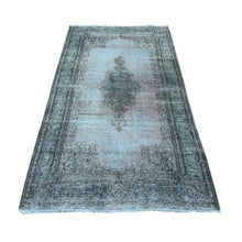 Load image into Gallery viewer, 4&#39;x7&#39;1&quot; Pastel Gray, Faded Design, Worn Soft Wool, Hand Knotted, Edges And Sides Professionally Secured, Clean Vintage Persian Kerman, Sheared Down, Oriental Rug FWR537276