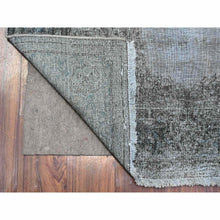 Load image into Gallery viewer, 4&#39;x7&#39;1&quot; Pastel Gray, Faded Design, Worn Soft Wool, Hand Knotted, Edges And Sides Professionally Secured, Clean Vintage Persian Kerman, Sheared Down, Oriental Rug FWR537276