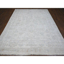 Load image into Gallery viewer, 8&#39;3&quot;x9&#39;9&quot; Pacific Pearl White, Soft Wool Weft, Faded Afghan Angora Oushak, Hand Knotted, Vegetable Dyes With Village All Over Floral Design, Oriental Rug FWR537306