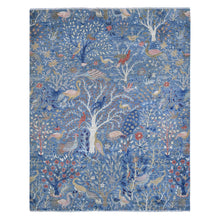 Load image into Gallery viewer, 8&#39;1&quot;x10&#39; Periwinkle Blue, Natural Dyes, Afghan Peshawar with Birds of Paradise Design, Natural Wool, Hand Knotted, Oriental Rug FWR537318