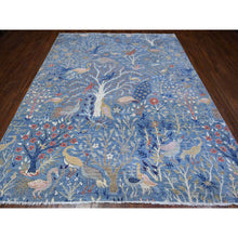 Load image into Gallery viewer, 8&#39;1&quot;x10&#39; Periwinkle Blue, Natural Dyes, Afghan Peshawar with Birds of Paradise Design, Natural Wool, Hand Knotted, Oriental Rug FWR537318