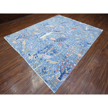 Load image into Gallery viewer, 8&#39;1&quot;x10&#39; Periwinkle Blue, Natural Dyes, Afghan Peshawar with Birds of Paradise Design, Natural Wool, Hand Knotted, Oriental Rug FWR537318