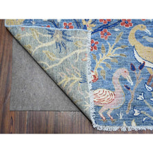 Load image into Gallery viewer, 8&#39;1&quot;x10&#39; Periwinkle Blue, Natural Dyes, Afghan Peshawar with Birds of Paradise Design, Natural Wool, Hand Knotted, Oriental Rug FWR537318