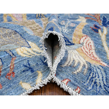 Load image into Gallery viewer, 8&#39;1&quot;x10&#39; Periwinkle Blue, Natural Dyes, Afghan Peshawar with Birds of Paradise Design, Natural Wool, Hand Knotted, Oriental Rug FWR537318