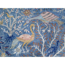 Load image into Gallery viewer, 8&#39;1&quot;x10&#39; Periwinkle Blue, Natural Dyes, Afghan Peshawar with Birds of Paradise Design, Natural Wool, Hand Knotted, Oriental Rug FWR537318