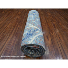 Load image into Gallery viewer, 8&#39;1&quot;x10&#39; Periwinkle Blue, Natural Dyes, Afghan Peshawar with Birds of Paradise Design, Natural Wool, Hand Knotted, Oriental Rug FWR537318