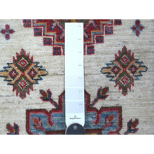 Load image into Gallery viewer, 2&#39;7&quot;x10&#39;7&quot; Egg White and Ruby Red, Hand Knotted 100% Wool, Afghan Super Kazak All Over Large Motifs, Natural Dyes, Runner Oriental Rug FWR537366