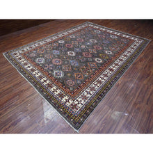 Load image into Gallery viewer, 8&#39;10&quot;x12&#39; Gray Shingle and Dove White, Afghan Super Kazak Hand Knotted All Over Tribal Medallions, Natural Dyes, Organic Wool Oriental Rug FWR537384