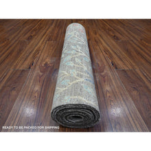 Load image into Gallery viewer, 2&#39;8&quot;x11&#39;8&quot; Solid Gray, Natural Wool, Afghan Peshawar with Birds of Paradise, Hand Knotted, Vegetable Dyes, Runner, Oriental Rug FWR537480