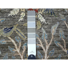 Load image into Gallery viewer, 2&#39;6&quot;x9&#39;9&quot; Templeton Gray, Afghan Peshawar with Birds of Paradise Design, Abrash, Vegetable Dyes, 100% Wool, Hand Knotted Runner Oriental Rug FWR537486