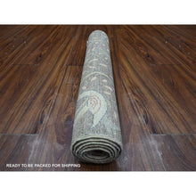 Load image into Gallery viewer, 2&#39;6&quot;x6&#39;2&quot; Steel Gray, Hand Knotted Natural Wool, Afghan Peshawar with Birds of Paradise, Vegetable Dyes, Runner Oriental Rug FWR537498