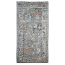 Load image into Gallery viewer, 6&#39;x11&#39;4&quot; Pastel Gray, Rural Medallions All Over Design, Wool Weft, Natural Dyes, Hand Knotted, Afghan Angora Oushak, Wide Runner Oriental Rug FWR537528