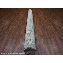 Load image into Gallery viewer, 6&#39;x11&#39;4&quot; Pastel Gray, Rural Medallions All Over Design, Wool Weft, Natural Dyes, Hand Knotted, Afghan Angora Oushak, Wide Runner Oriental Rug FWR537528