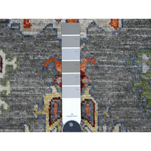 Load image into Gallery viewer, 2&#39;10&quot;x6&#39; Dim Gray, Hand Knotted Afghan Angora Oushak, Wool Foundation, Colorful And Vibrant All Over Village Motifs, Vegetable Dyes, Runner Oriental Rug FWR537570