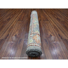 Load image into Gallery viewer, 2&#39;10&quot;x6&#39; Dim Gray, Hand Knotted Afghan Angora Oushak, Wool Foundation, Colorful And Vibrant All Over Village Motifs, Vegetable Dyes, Runner Oriental Rug FWR537570