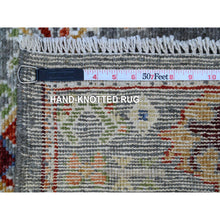 Load image into Gallery viewer, 2&#39;10&quot;x6&#39; Dim Gray, Hand Knotted Afghan Angora Oushak, Wool Foundation, Colorful And Vibrant All Over Village Motifs, Vegetable Dyes, Runner Oriental Rug FWR537570