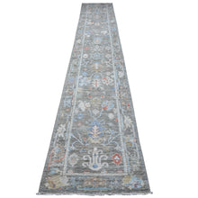 Load image into Gallery viewer, 2&#39;6&quot;x15&#39;3&quot; Echo Gray, Afghan Angora Oushak, Soft Wool Foundation, Hand Knotted, Natural Dyes with Tribal Medallions All Over Design, XL Runner Oriental Rug FWR537576