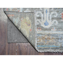 Load image into Gallery viewer, 2&#39;6&quot;x15&#39;3&quot; Echo Gray, Afghan Angora Oushak, Soft Wool Foundation, Hand Knotted, Natural Dyes with Tribal Medallions All Over Design, XL Runner Oriental Rug FWR537576