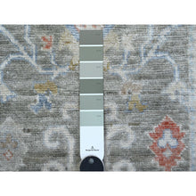 Load image into Gallery viewer, 2&#39;6&quot;x15&#39;3&quot; Echo Gray, Afghan Angora Oushak, Soft Wool Foundation, Hand Knotted, Natural Dyes with Tribal Medallions All Over Design, XL Runner Oriental Rug FWR537576