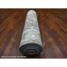 Load image into Gallery viewer, 2&#39;6&quot;x15&#39;3&quot; Echo Gray, Afghan Angora Oushak, Soft Wool Foundation, Hand Knotted, Natural Dyes with Tribal Medallions All Over Design, XL Runner Oriental Rug FWR537576