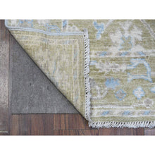 Load image into Gallery viewer, 2&#39;10&quot;x7&#39;10&quot; Moss Green, Natural Dyes, Hand Knotted With Rural Floral All Over Design, Wool Weft, Afghan Angora Oushak, Runner Oriental Rug FWR537588