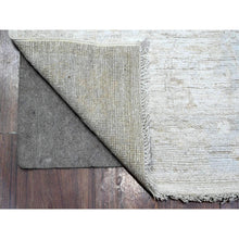 Load image into Gallery viewer, 2&#39;8&quot;x15&#39;5&quot; Ice Cube Gray, Soft Pile, Vegetable Dyes, Hand Knotted, Faded Afghan Angora Oushak, Wool Weft, Village Motifs All Over Design, Oversized Runner Oriental Rug FWR537594