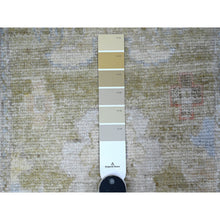 Load image into Gallery viewer, 2&#39;8&quot;x11&#39;6&quot; Old Moss Green, Wool Weft With Natural Dyes, Soft Pile, Hand Knotted, Rural Flower And Leaf Design, Afghan Angora Oushak, Oriental Runner Rug FWR537600