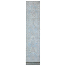 Load image into Gallery viewer, 2&#39;6&quot;x18&#39;10&quot; Rustic Gray, Hand Knotted Natural Wool, Fine Aryana Peshawar, All Over Geometric Leaf Design, Vegetable Dyes, XL Runner Oriental Rug FWR537612