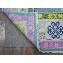 Load image into Gallery viewer, 5&#39;10&quot;x8&#39;10&quot; Glaucous Gray, Fusion Kazak With Colorful And Vibrant Caucasian All Over Design, Hand Knotted, Soft And Shiny Wool, Oriental Rug FWR537660