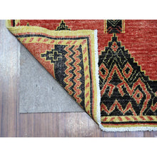 Load image into Gallery viewer, 2&#39;7&quot;x11&#39;2&quot; Indian Red, Pure And Soft Wool, Densely Woven, Hand Knotted Geometric Pattern, Peshawar With Berber Influence, Vegetable Dyes, Runner Oriental Rug FWR537690