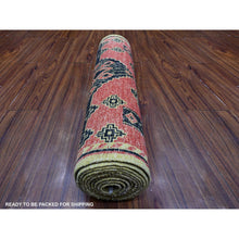 Load image into Gallery viewer, 2&#39;7&quot;x11&#39;2&quot; Indian Red, Pure And Soft Wool, Densely Woven, Hand Knotted Geometric Pattern, Peshawar With Berber Influence, Vegetable Dyes, Runner Oriental Rug FWR537690