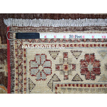 Load image into Gallery viewer, 2&#39;5&quot;x20&#39;5&quot; Dark Chestnut Brown With Ivory Border, Afghan Hand Knotted Super Kazak With Shiny Wool, Large Medallions, Vegetable Dyes, Oriental XL Runner Rug FWR537702