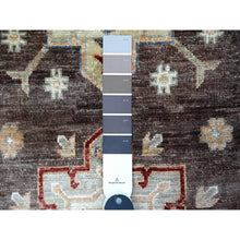 Load image into Gallery viewer, 2&#39;8&quot;x17&#39;4&quot; Walnut Brown and Cloud White, Hand Knotted Large Tribal Motifs, 100% Wool, Natural Dyes, Afghan Super Kazak XL Runner Oriental Rug FWR537708