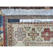 Load image into Gallery viewer, 2&#39;8&quot;x17&#39;4&quot; Walnut Brown and Cloud White, Hand Knotted Large Tribal Motifs, 100% Wool, Natural Dyes, Afghan Super Kazak XL Runner Oriental Rug FWR537708