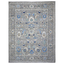 Load image into Gallery viewer, 11&#39;9&quot;x15&#39;2&quot; Solid Gray, Soft And Velvety Wool, Hand Knotted, Natural Dyes, Fine Aryana Peshawar With Heriz All Over Design, Oversized Oriental Rug FWR537714