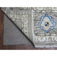 Load image into Gallery viewer, 11&#39;9&quot;x15&#39;2&quot; Solid Gray, Soft And Velvety Wool, Hand Knotted, Natural Dyes, Fine Aryana Peshawar With Heriz All Over Design, Oversized Oriental Rug FWR537714