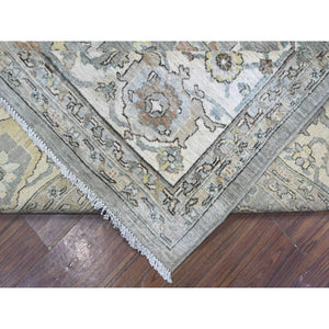 8'3"x10'5" Ultimate Gray, Hand Knotted With Sickle Leaf Design, Densely Woven, Velvety Wool, Vegetable Dyes, Fine Peshawar Heriz, Oriental Rug FWR537720