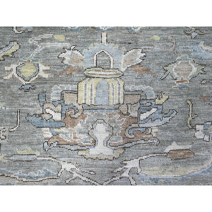 8'3"x10'5" Ultimate Gray, Hand Knotted With Sickle Leaf Design, Densely Woven, Velvety Wool, Vegetable Dyes, Fine Peshawar Heriz, Oriental Rug FWR537720