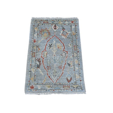 Load image into Gallery viewer, 2&#39;1&quot;x3&#39;1&quot; Misty Gray, Village Flower And Leaf Medallions, Wool Foundation, Hand Knotted, Afghan Natural Dyes, Angora Oushak, Mat Oriental Rug FWR537798