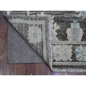 3'x15'7" Chameleon Gray, Soft Pile, Afghan Wool Weft, Hand Knotted, Vegetable Dyes, Tribal Flowers All Over Pattern, Angora Oushak, Oversized Runner Oriental Rug FWR537816