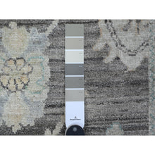 Load image into Gallery viewer, 3&#39;x15&#39;7&quot; Chameleon Gray, Soft Pile, Afghan Wool Weft, Hand Knotted, Vegetable Dyes, Tribal Flowers All Over Pattern, Angora Oushak, Oversized Runner Oriental Rug FWR537816