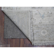 Load image into Gallery viewer, 2&#39;9&quot;x19&#39; Smoke White, Vegetable Dyes, Wool Weft, Hand Knotted, Soft Pile, Faded Rural Floral Motifs All Over Design, Afghan Angora Oushak, Oversized Oriental Runner Rug FWR537822