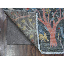 Load image into Gallery viewer, 2&#39;6&quot;x6&#39;2&quot; Slate Gray, Hand Knotted, Extra Soft Wool, Afghan Peshawar with Birds of Paradise, Natural Dyes, Runner Oriental Rug FWR537888