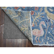 Load image into Gallery viewer, 6&#39;x11&#39;10&quot; Cerulean Blue, Birds of Paradise Afghan Peshawar Design, Vegetable Dyes, Pure Wool Hand Knotted, Wide Runner Oriental Rug FWR537900