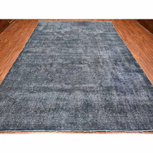 Load image into Gallery viewer, 9&#39;3&quot;x12&#39;6&quot; Zombie Gray, Worn Wool, Hand Knotted, Broken Design, Distressed Look, Vintage Persian Kerman, Overdyed And Secured, Oriental Rug FWR537918