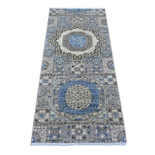 Load image into Gallery viewer, 2&#39;6&quot;x5&#39;8&quot; Abalone Gray, Aryana Collection, Mamluk Design With All Over Large Geometric Motifs, Hand Knotted, Vibrant Wool, Natural Dyes, Runner Oriental Rug FWR538002