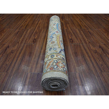 Load image into Gallery viewer, 4&#39;x11&#39;9&quot; Koala and Charcoal Gray, Natural Dyes, Pure Wool, Fine Aryana Collection, Heriz All Over Design, Hand Knotted Wide Runner Oriental Rug FWR538020